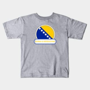 Bosnia and Herzegovina Country Badge - Bosnia and Herzegovina Flag Kids T-Shirt